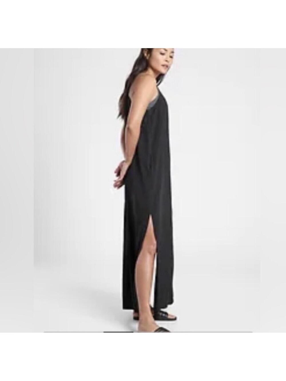 Athleta NWT Women's Hayes Pleated Maxi Black Dress Size 1X - Picture 3 of 6